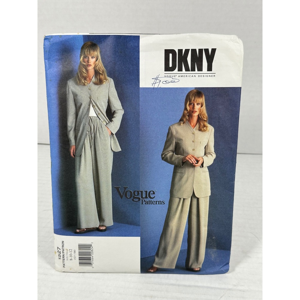 Vogue‎ 1527 DKNY Sewing Pattern Misses Jacket Wide Leg Pants Size 8-10-12 Uncut